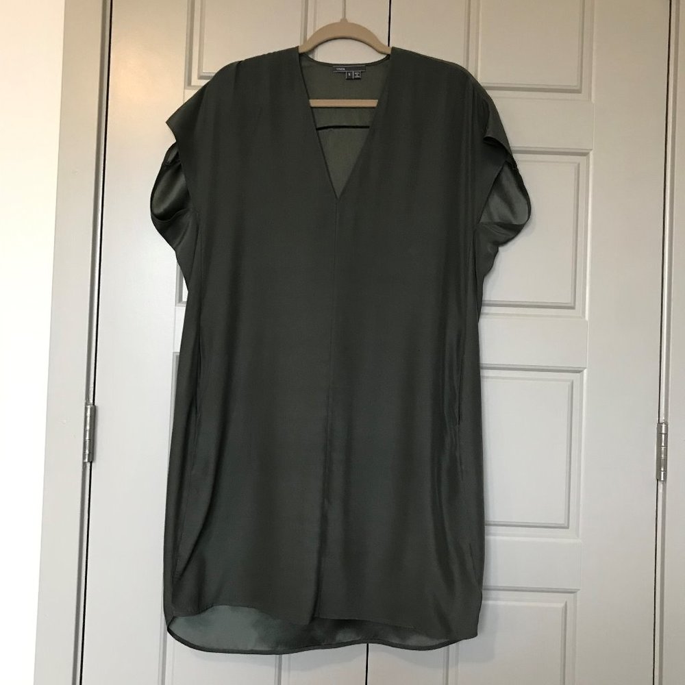 Vince Pull On Olive Silk Dress - Size Small - NWOT